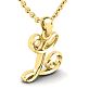 Letter L Swirly Initial Necklace In Heavy 14K Yellow Gold With Free 18 Inch Cable Chain Image-2