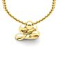 Letter L Swirly Initial Necklace In Heavy 14K Yellow Gold With Free 18 Inch Cable Chain Image-4