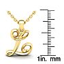 Letter L Swirly Initial Necklace In Heavy 14K Yellow Gold With Free 18 Inch Cable Chain Image-5