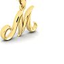 Letter M Swirly Initial Necklace In Heavy 14K Yellow Gold With Free 18 Inch Cable Chain Image-2