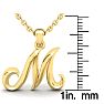 Letter M Swirly Initial Necklace In Heavy 14K Yellow Gold With Free 18 Inch Cable Chain Image-5