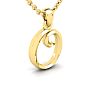 Letter O Swirly Initial Necklace In Heavy 14K Yellow Gold With Free 18 Inch Cable Chain Image-2