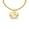 Letter O Swirly Initial Necklace In Heavy 14K Yellow Gold With Free 18 Inch Cable Chain Image-4