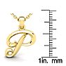 Letter P Swirly Initial Necklace In Heavy 14K Yellow Gold With Free 18 Inch Cable Chain Image-5