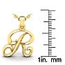 Letter R Swirly Initial Necklace In Heavy 14K Yellow Gold With Free 18 Inch Cable Chain Image-5