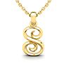 Letter S Swirly Initial Necklace In Heavy 14K Yellow Gold With Free 18 Inch Cable Chain Image-1