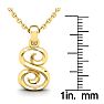 Letter S Swirly Initial Necklace In Heavy 14K Yellow Gold With Free 18 Inch Cable Chain Image-5
