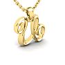 Letter U Swirly Initial Necklace In Heavy 14K Yellow Gold With Free 18 Inch Cable Chain Image-2