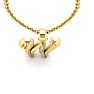Letter W Swirly Initial Necklace In Heavy 14K Yellow Gold With Free 18 Inch Cable Chain Image-4
