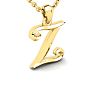 Letter Z Swirly Initial Necklace In Heavy 14K Yellow Gold With Free 18 Inch Cable Chain Image-2