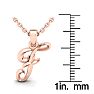 Letter F Swirly Initial Necklace In Heavy 14K Rose Gold With Free 18 Inch Cable Chain Image-5