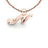 Letter N Swirly Initial Necklace In Heavy 14K Rose Gold With Free 18 Inch Cable Chain Image-4