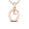 Letter O Swirly Initial Necklace In Heavy 14K Rose Gold With Free 18 Inch Cable Chain Image-1