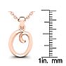Letter O Swirly Initial Necklace In Heavy 14K Rose Gold With Free 18 Inch Cable Chain Image-5