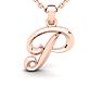 Letter P Swirly Initial Necklace In Heavy 14K Rose Gold With Free 18 Inch Cable Chain Image-1