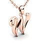 Letter W Swirly Initial Necklace In Heavy 14K Rose Gold With Free 18 Inch Cable Chain Image-2