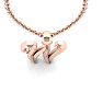 Letter W Swirly Initial Necklace In Heavy 14K Rose Gold With Free 18 Inch Cable Chain Image-4