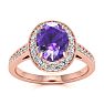 1 1/3 Carat Oval Shape Amethyst and Halo Diamond Ring In 14 Karat Rose Gold Image-1