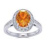 1 1/3 Carat Oval Shape Citrine and Halo Diamond Ring In 14 Karat White Gold Image-1