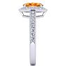 1 1/3 Carat Oval Shape Citrine and Halo Diamond Ring In 14 Karat White Gold Image-4
