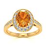 1 1/3 Carat Oval Shape Citrine and Halo Diamond Ring In 14 Karat Yellow Gold Image-1