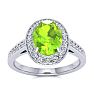 1 1/2 Carat Oval Shape Peridot and Halo Diamond Ring In 14 Karat White Gold Image-1