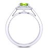 1 1/2 Carat Oval Shape Peridot and Halo Diamond Ring In 14 Karat White Gold Image-3