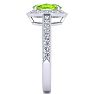 1 1/2 Carat Oval Shape Peridot and Halo Diamond Ring In 14 Karat White Gold Image-4