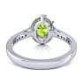 1 1/2 Carat Oval Shape Peridot and Halo Diamond Ring In 14 Karat White Gold Image-5