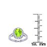 1 1/2 Carat Oval Shape Peridot and Halo Diamond Ring In 14 Karat White Gold Image-6