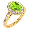 1 1/2 Carat Oval Shape Peridot and Halo Diamond Ring In 14 Karat Yellow Gold Image-2