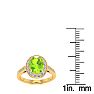 1 1/2 Carat Oval Shape Peridot and Halo Diamond Ring In 14 Karat Yellow Gold Image-6