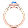 1 3/4 Carat Oval Shape Blue Topaz and Halo Diamond Ring In 14 Karat Rose Gold Image-3