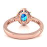 1 3/4 Carat Oval Shape Blue Topaz and Halo Diamond Ring In 14 Karat Rose Gold Image-5