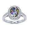 1-3/4 Carat Oval Shape Mystic Topaz Ring With Diamond Halo In 14 Karat White Gold Image-1