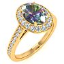 1-3/4 Carat Oval Shape Mystic Topaz Ring With Diamond Halo In 14 Karat Yellow Gold Image-2