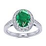 1 1/2 Carat Oval Shape Emerald and Halo Diamond Ring In 14 Karat White Gold Image-1