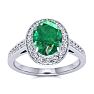 1 1/2 Carat Oval Shape Emerald and Halo Diamond Ring In 14 Karat White Gold Image-1