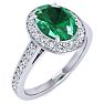 1 1/2 Carat Oval Shape Emerald and Halo Diamond Ring In 14 Karat White Gold Image-2