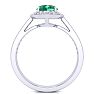 1 1/2 Carat Oval Shape Emerald and Halo Diamond Ring In 14 Karat White Gold Image-3