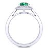 1 1/2 Carat Oval Shape Emerald and Halo Diamond Ring In 14 Karat White Gold Image-3