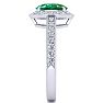 1 1/2 Carat Oval Shape Emerald and Halo Diamond Ring In 14 Karat White Gold Image-4