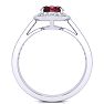 Garnet Ring: Garnet Jewelry: 1 3/4 Carat Oval Shape Garnet and Halo Diamond Ring In 14 Karat White Gold Image-3