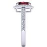 Garnet Ring: Garnet Jewelry: 1 3/4 Carat Oval Shape Garnet and Halo Diamond Ring In 14 Karat White Gold Image-4