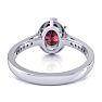 Garnet Ring: Garnet Jewelry: 1 3/4 Carat Oval Shape Garnet and Halo Diamond Ring In 14 Karat White Gold Image-5