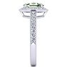 1 1/3 Carat Oval Shape Green Amethyst and Halo Diamond Ring In 14 Karat White Gold Image-4