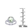1 1/3 Carat Oval Shape Green Amethyst and Halo Diamond Ring In 14 Karat White Gold Image-6
