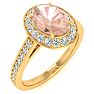 1-1/2 Carat Oval Shape Morganite and Halo Diamond Ring In 14 Karat Yellow Gold Image-2