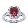 1 3/4 Carat Oval Shape Ruby and Halo Diamond Ring In 14 Karat White Gold Image-1