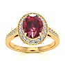 1 3/4 Carat Oval Shape Ruby and Halo Diamond Ring In 14 Karat Yellow Gold Image-1
